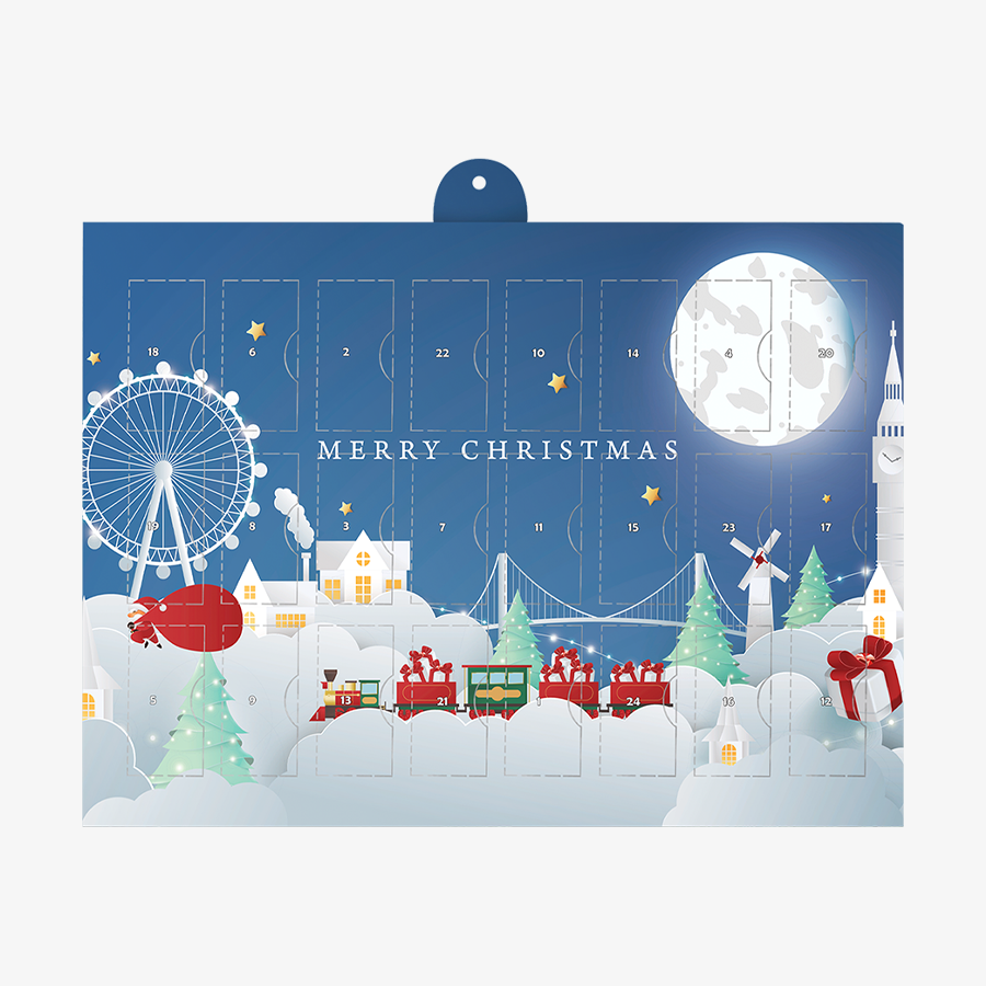 Bedruckter Adventskalender zum Aufhängen, gefüllt mit merci Petits