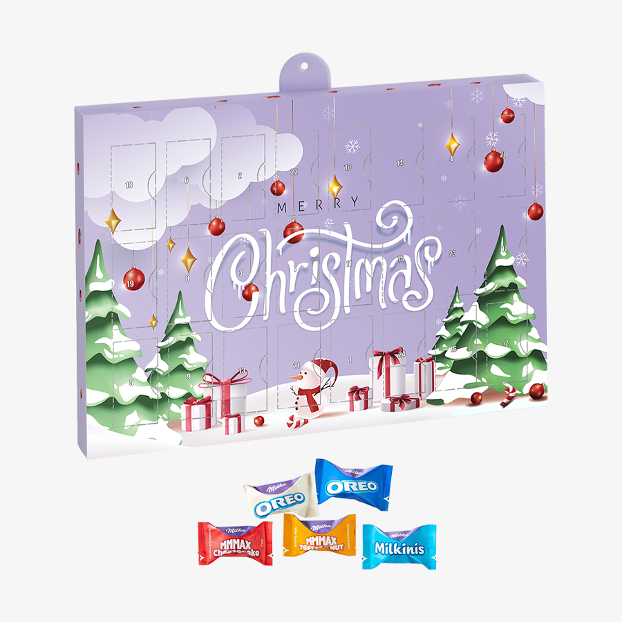 Individueller Adventskalender zum Aufhängen mit milka Favourites