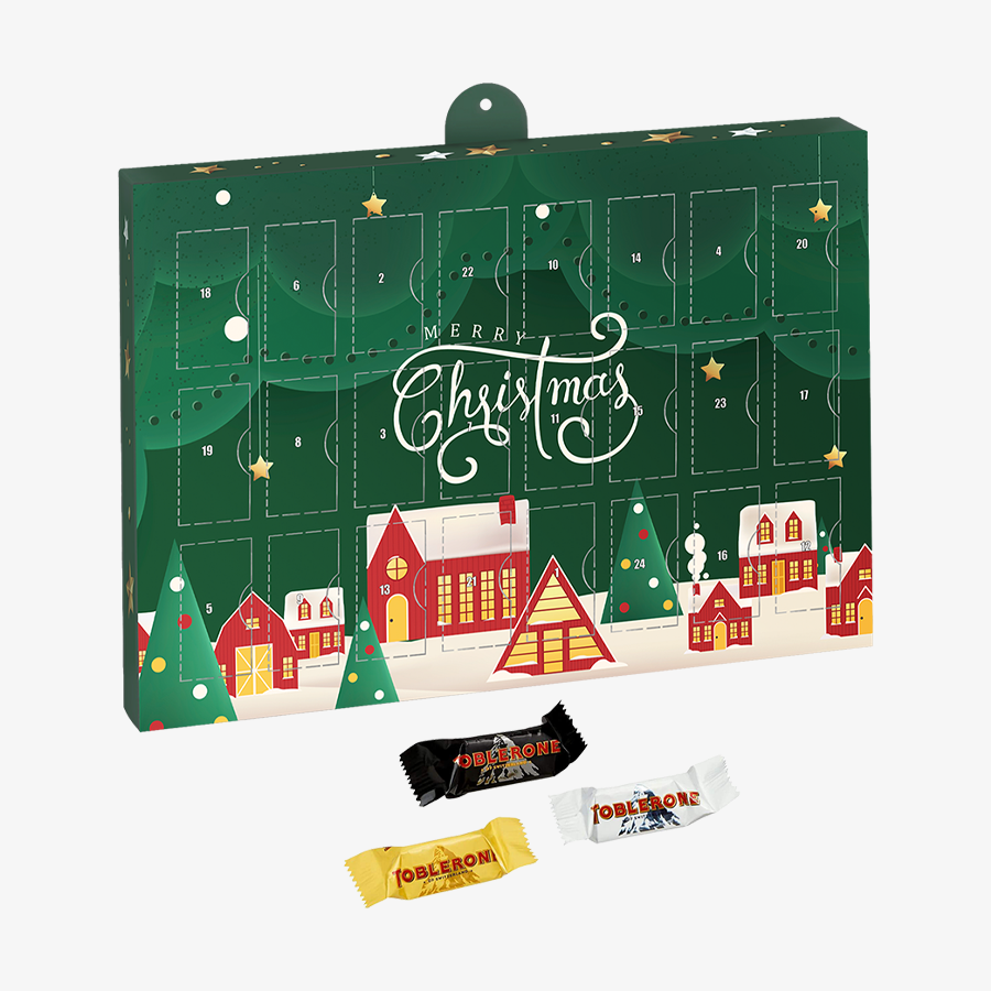 Wand-Adventskalender mit vollfarbigem Druck und Toblerone-Schokolade
