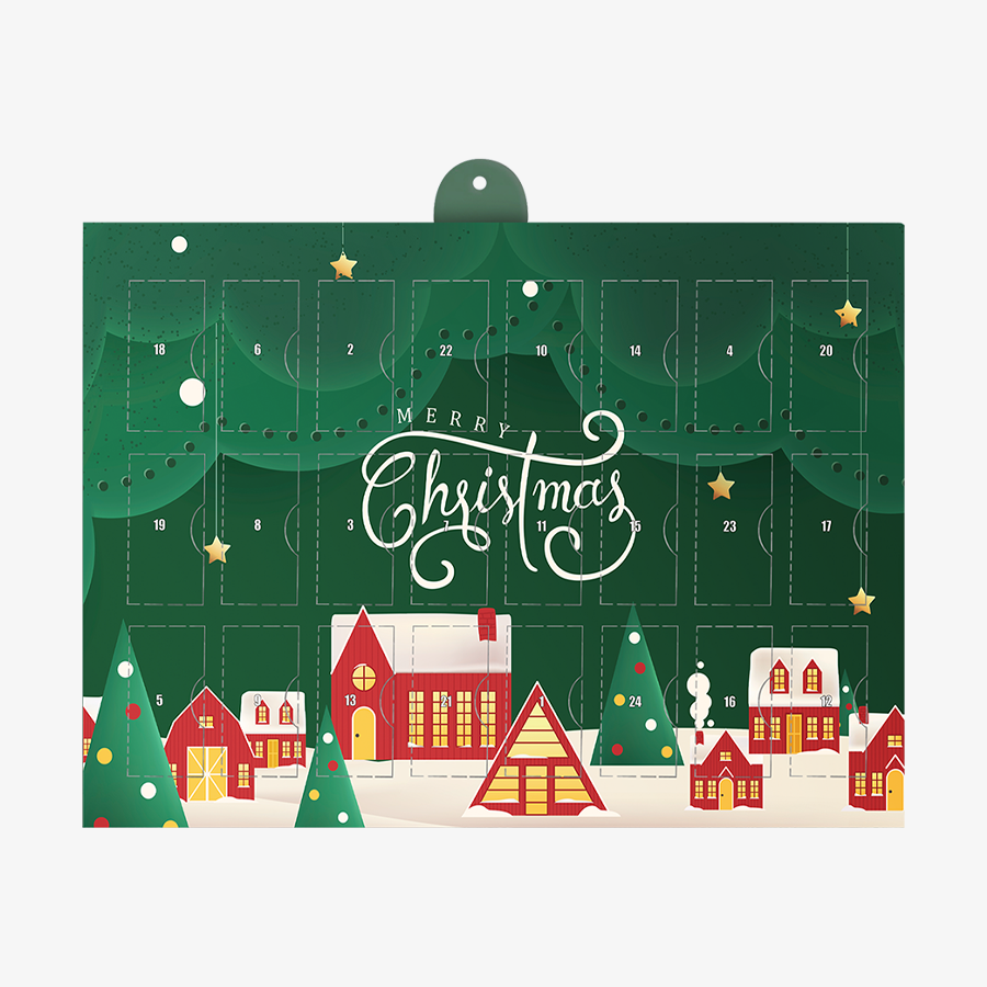 Adventskalender mit vollfarbigem Druck, gefüllt mit Toblerone-Schokolade