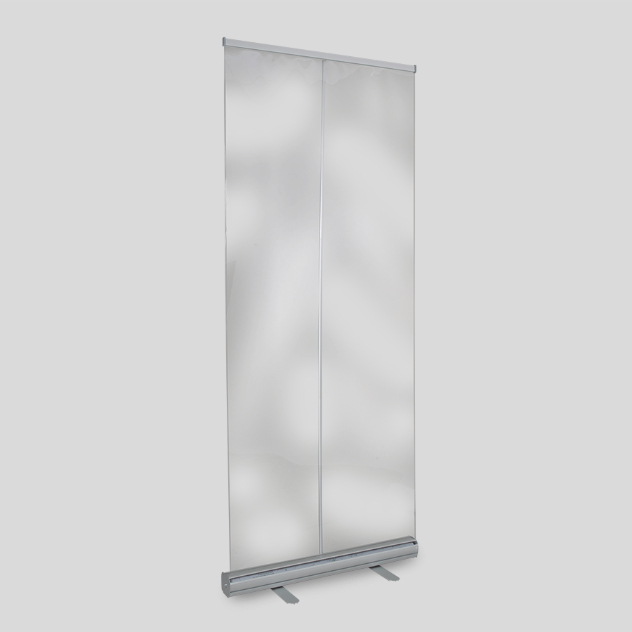Transparentes, abwischbares Niesschutz-Roll-up-Display in 85 x 200 cm
