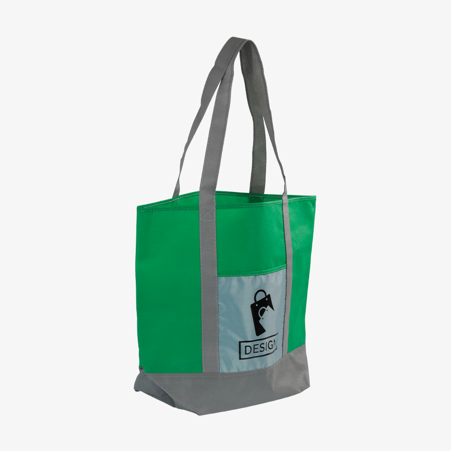 Einseitig bedruckter Non-Woven-Shopper in zwei Farbtönen mit Fach
