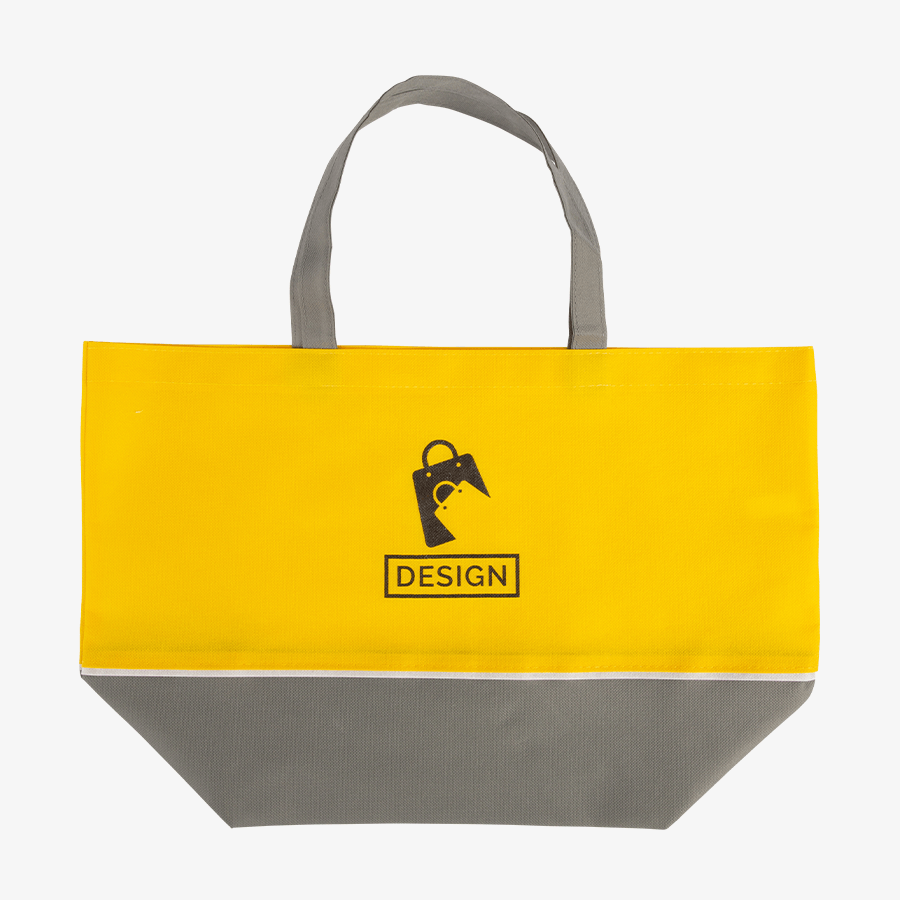 Einseitig und einfarbig bedruckter Non-Woven-Shopper in Gelb und Grau