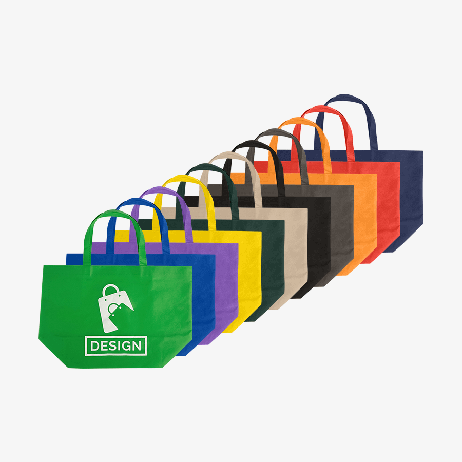 Große Farbauswahl an Non-Woven-Shoppern mit kurzen Henkeln und einseitigem Druck