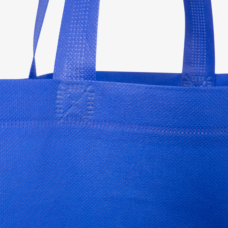 Detailansicht blaue Non-Woven-Tasche mit individuellem Druck