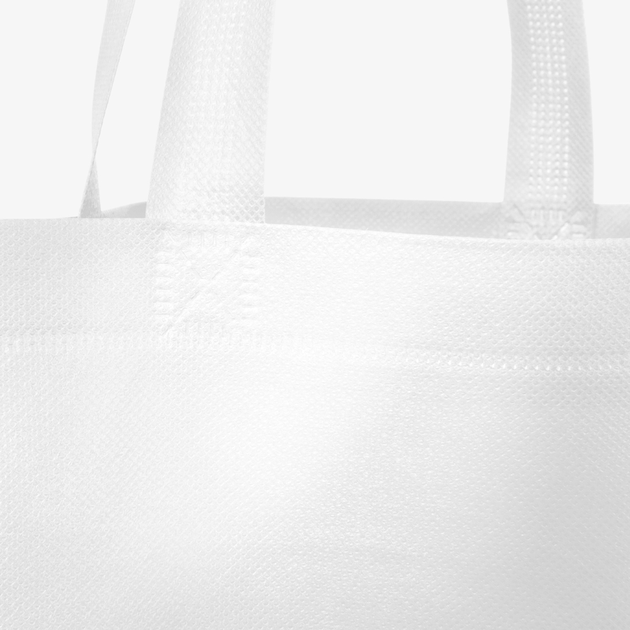 Detailansicht weiße Non-Woven-Tasche mit individuellem Druck