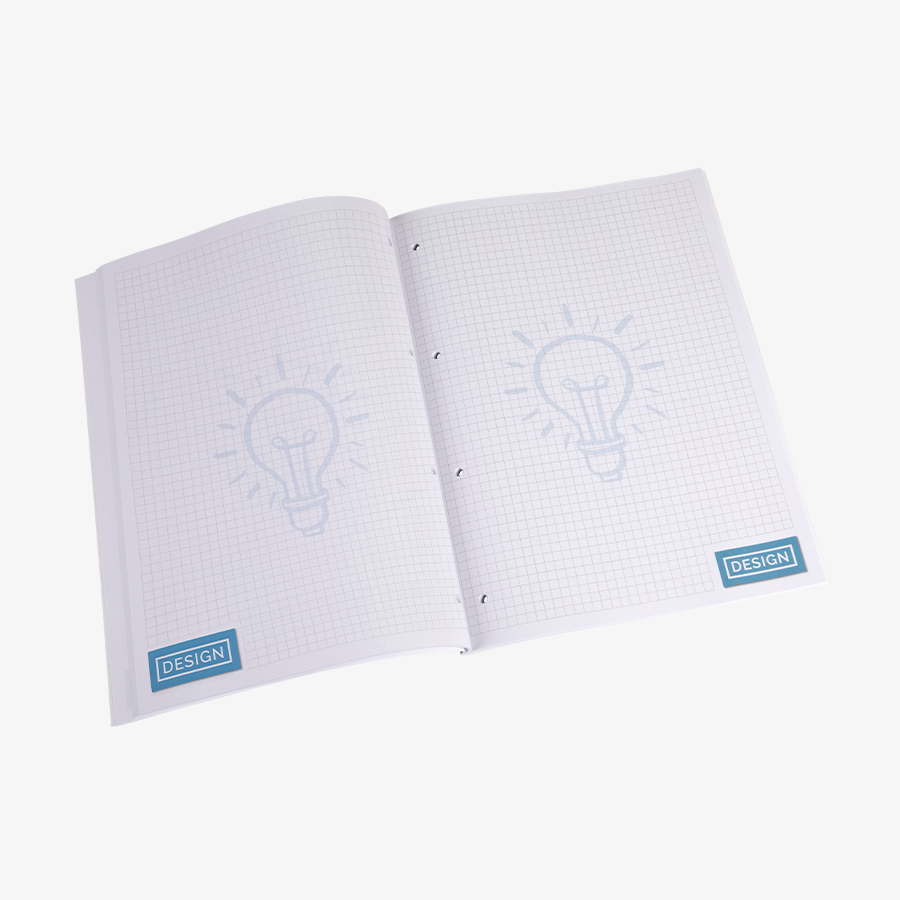 Notizblock mit Softcover im Hochformat und individuell bedruckten Inhaltsseiten