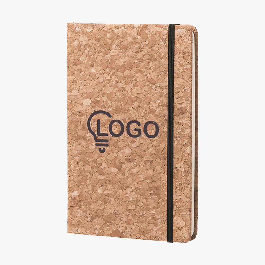 Notizbuch mit Kork-Cover und edler Lasergravur auf der Vorderseite