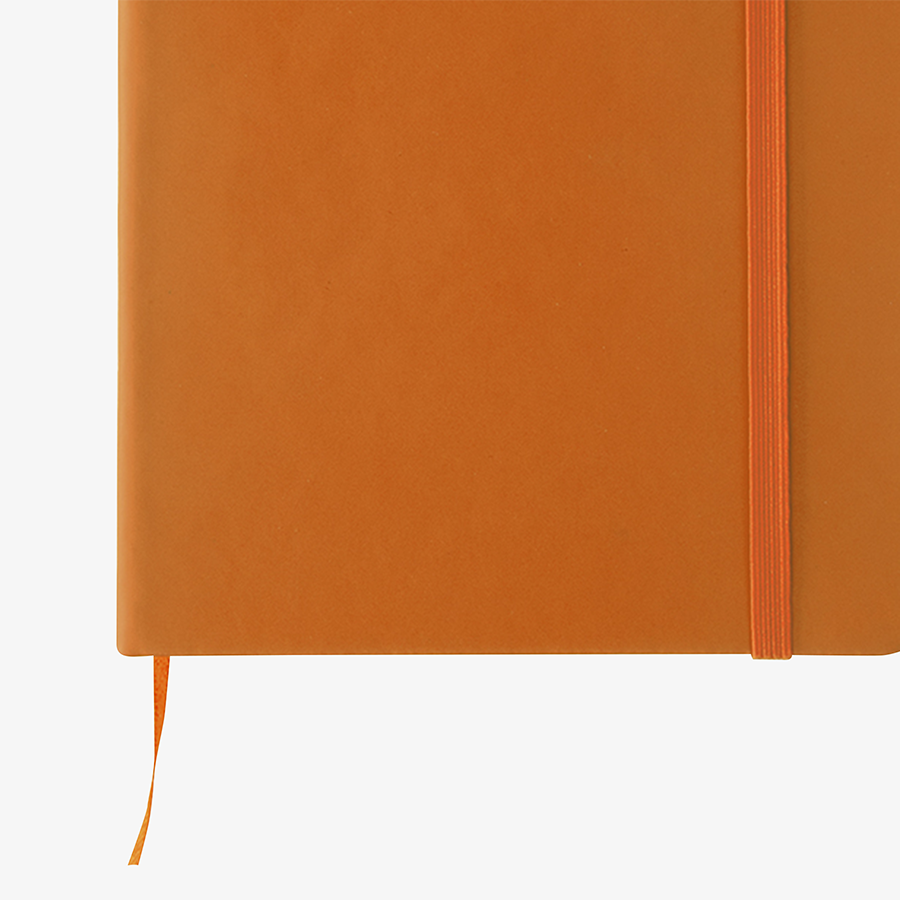 Detailansicht Notizbuch mit Kunstleder-Cover in DIN A5 mit Lesezeichenband und Gummiband