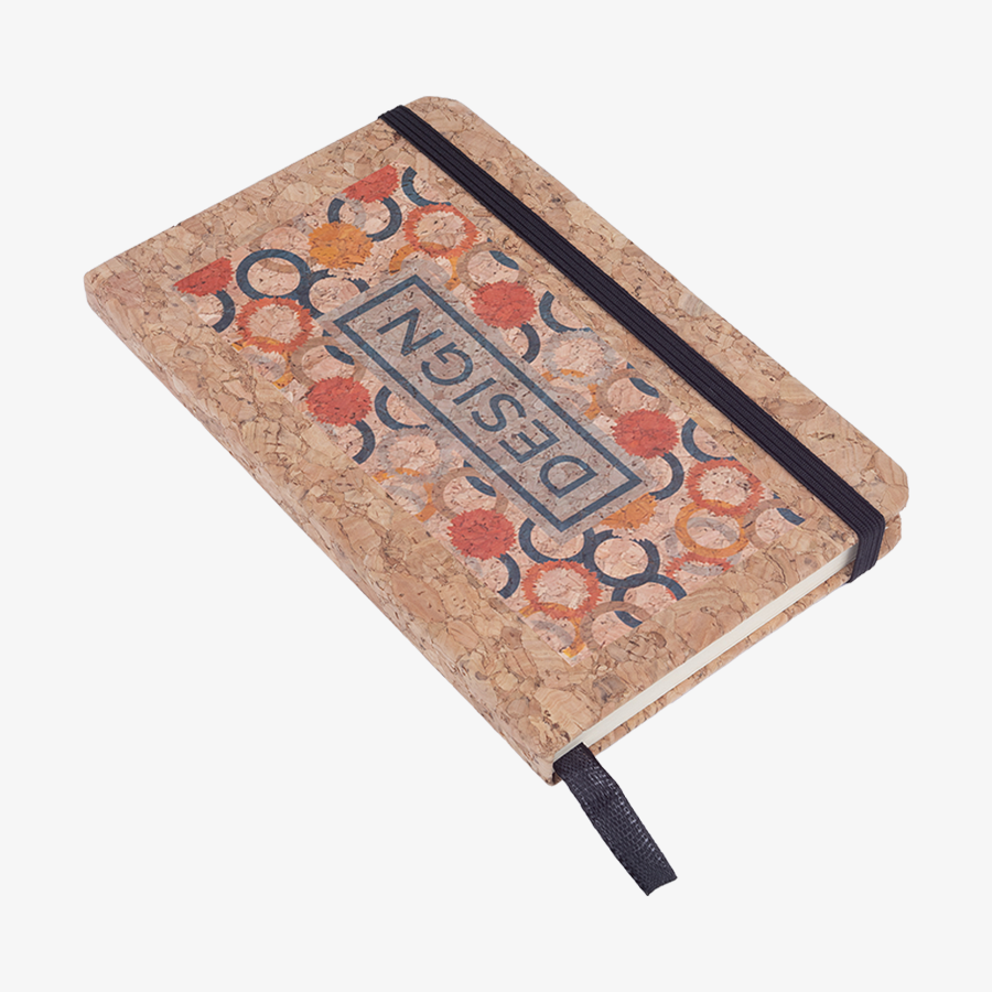 Notizbuch mit Kork-Cover und individuellem Druck auf der Vorderseite