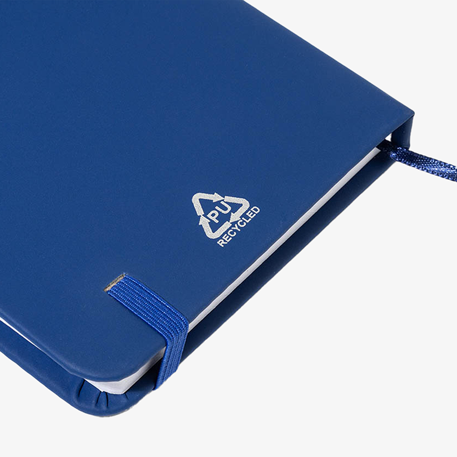 Detailansicht Notizbuch in DIN A6 mit Kunstleder-Cover, Lesezeichenband und Gummiband