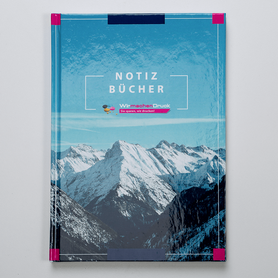 Notizbuch mit individuell vollfarbig bedrucktem Hardcover-Einband
