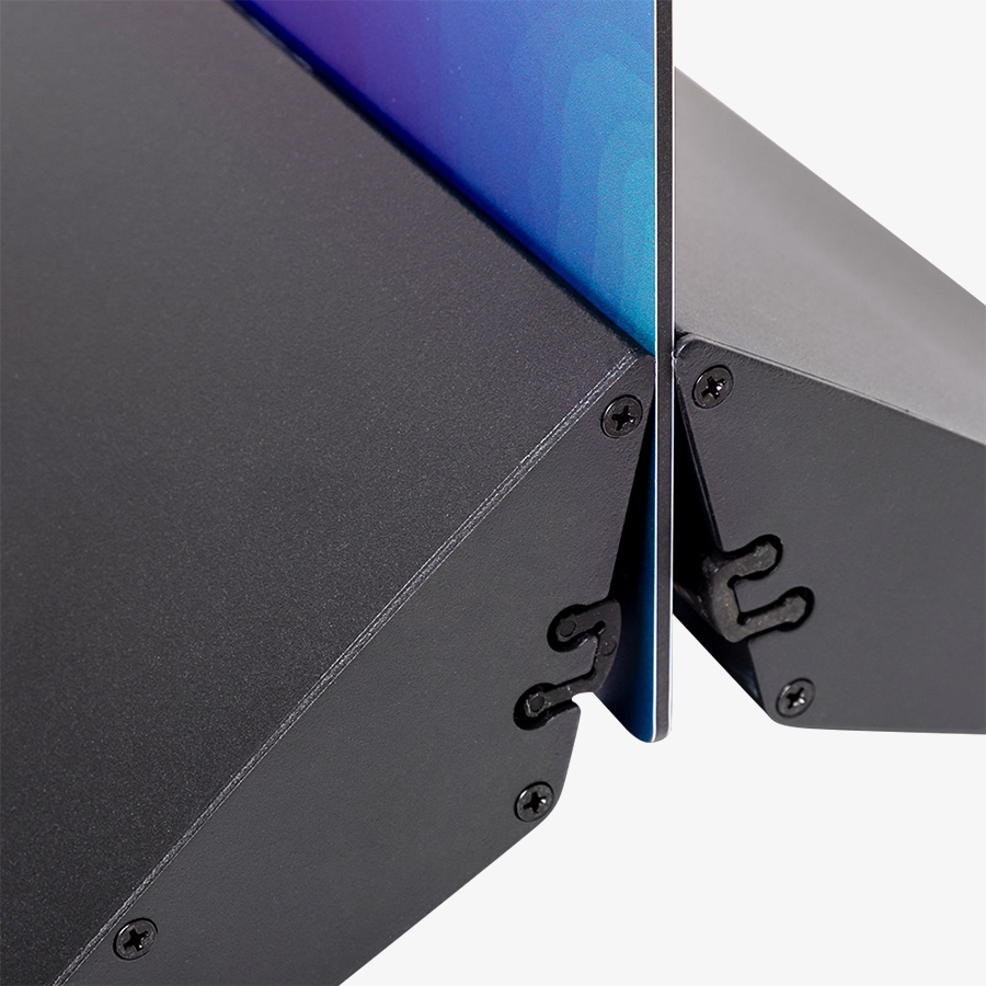 Stabile Paneelbasis aus Aluminium in Schwarz, ideal für Werbeschilder aus Alu-Dibond