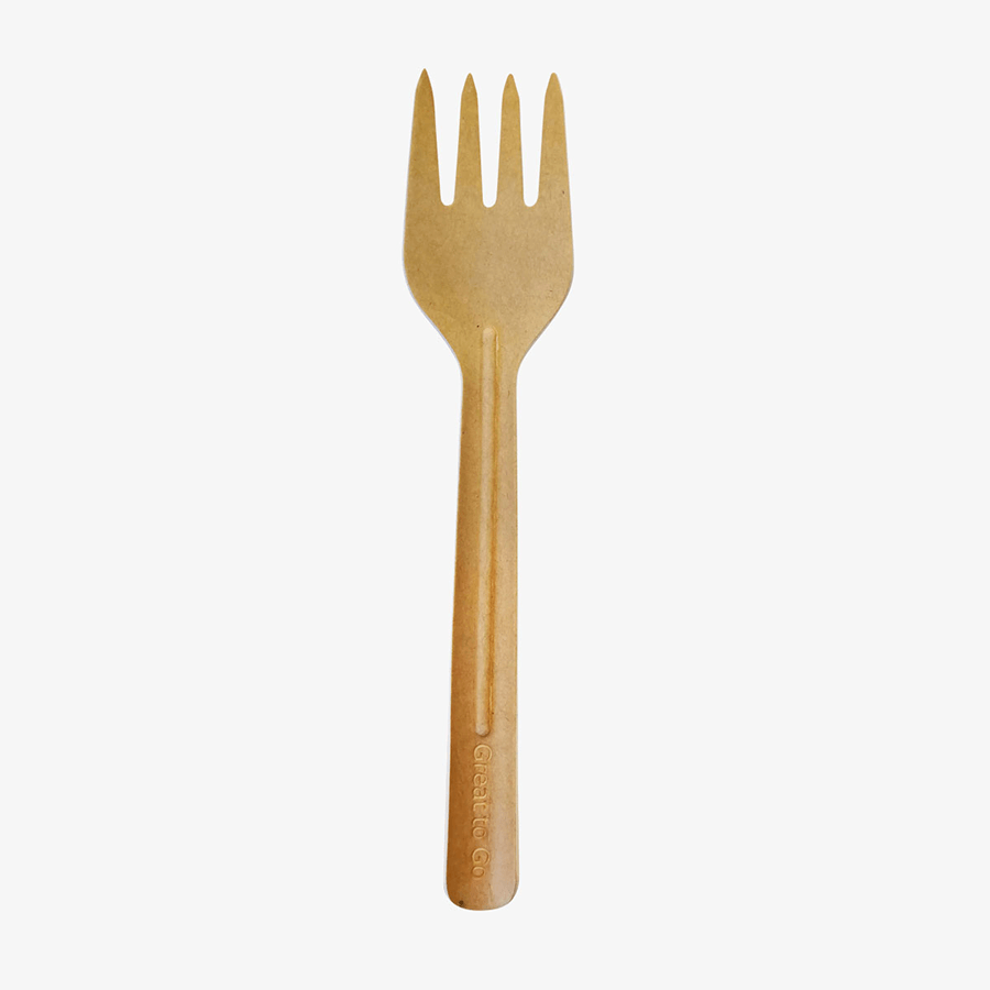 Einweggabel in Form einer unbedruckten Papiergabel mit 17 cm Länge