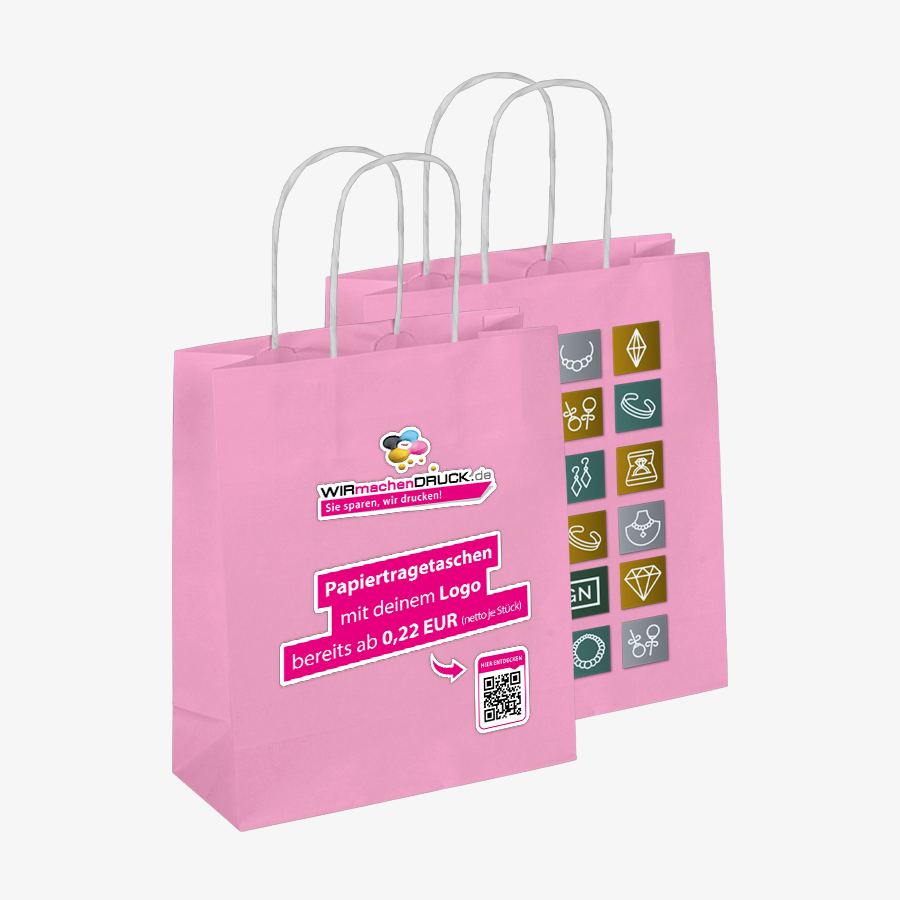 Einseitig bedruckte Papiertragetaschen mit Papierkordel in Größe XS, mit Imprint-Logo