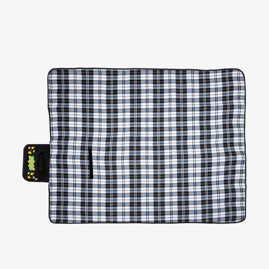 Hochwertige Fleece-Picknickdecke (120 x 150 cm) mit bedrucktem Überschlag