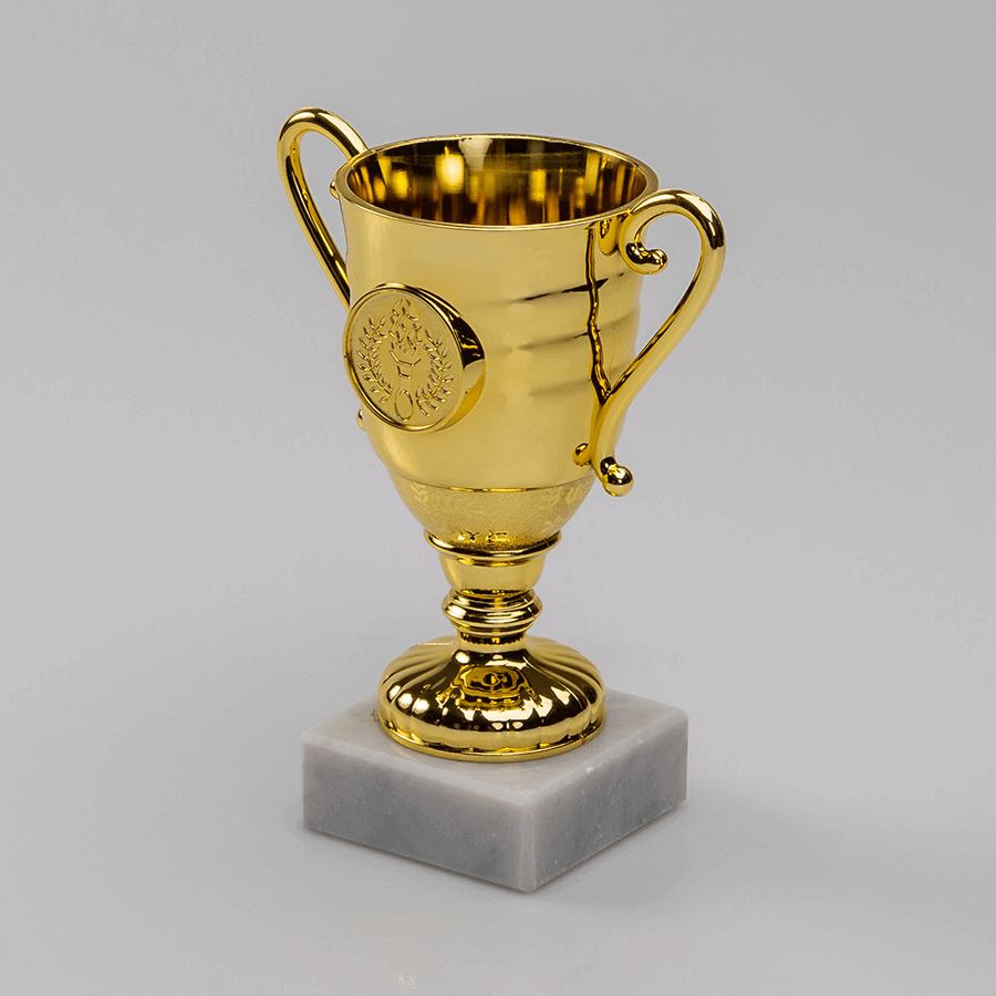 Goldener Pokal Kantharos aus hochwertigem Kunststoff und mit individueller Gravur 