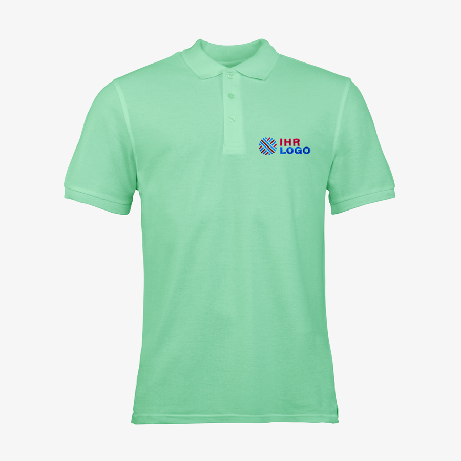 Hellgrünes Herren-Premium-Poloshirt von Fruit of the Loom, bestickt mit Logo auf rechter Brust