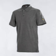 Poloshirt (grau) Ärmel bestickt
