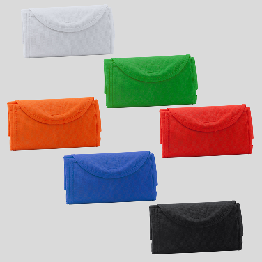 Sortiment an faltbaren Non-Woven-Taschen in vielen Farben, 4/0-farbig bedruckbar