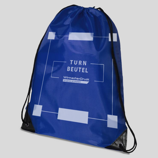 Blauer Turnbeutel aus strapazierfähigem Polyester, 1-farbig bedruckbar