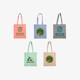 Pre-Recycling-Baumwolltaschen in vielen Farben, individuell bedruckbar