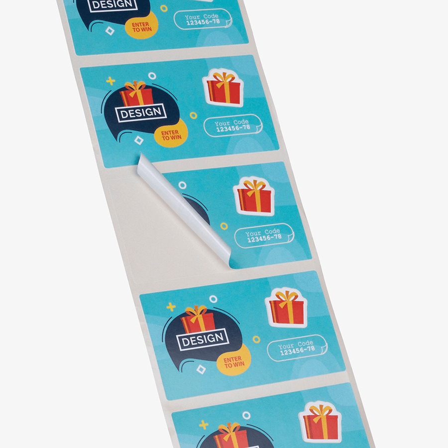 Rechteckige Sandwich-Etiketten mit vollfarbigem Digitaldruck und mehreren Aussparungen