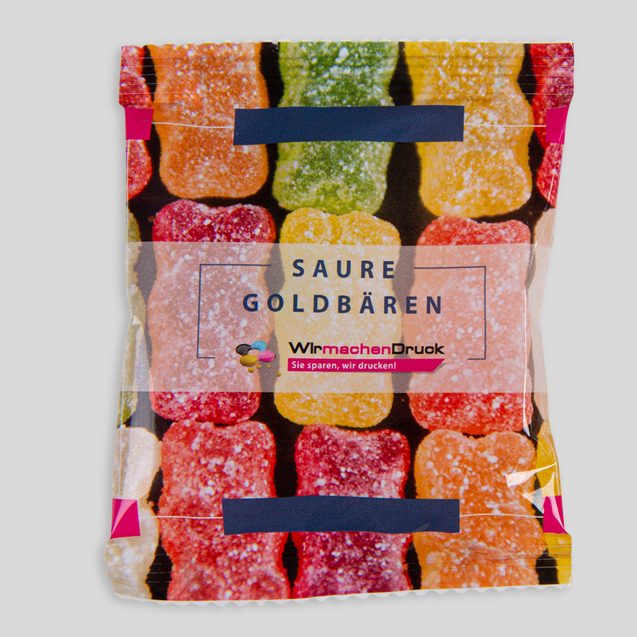 HARIBO-Saure-Goldbären in individuellen Tüten, 4/0- oder 4/4-farbig bedruckt mittels Digitaldruck