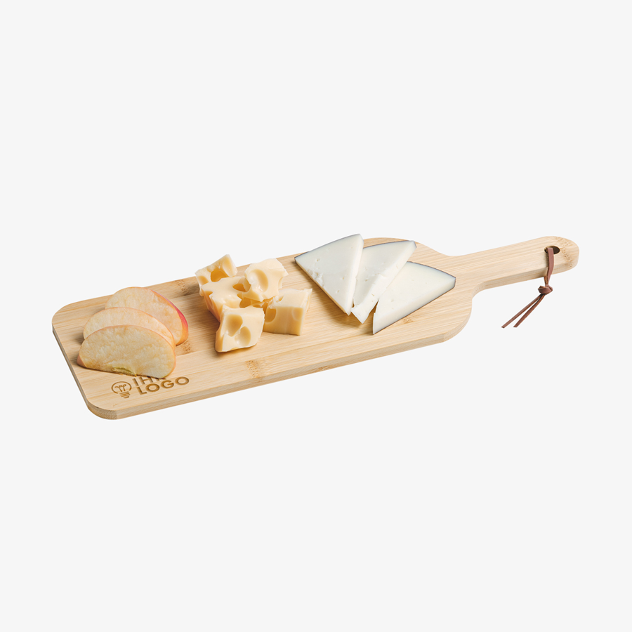 Graviertes Schneidebrett aus Holz mit Griff, Serviervorschlag: ideal als Käsebrett