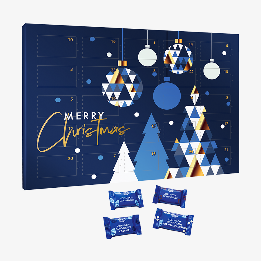 Individuell bedruckter Schokoladen-Adventskalender mit Klettini-Naps