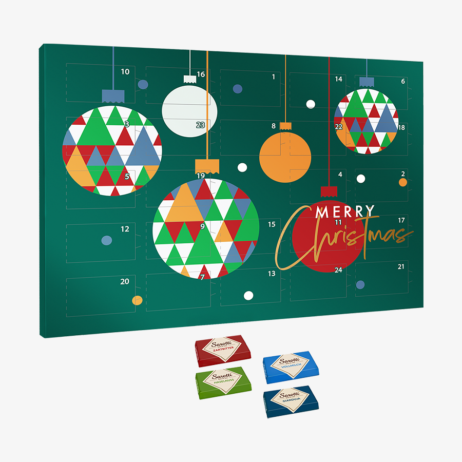 Individuell bedruckter Schokoladen-Adventskalender mit Sarotti-Naps