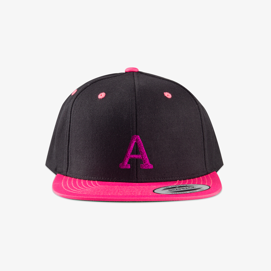 Premium Snapback 2-Tone Cap mit 3D-Stickerei in pink-schwarzem Design