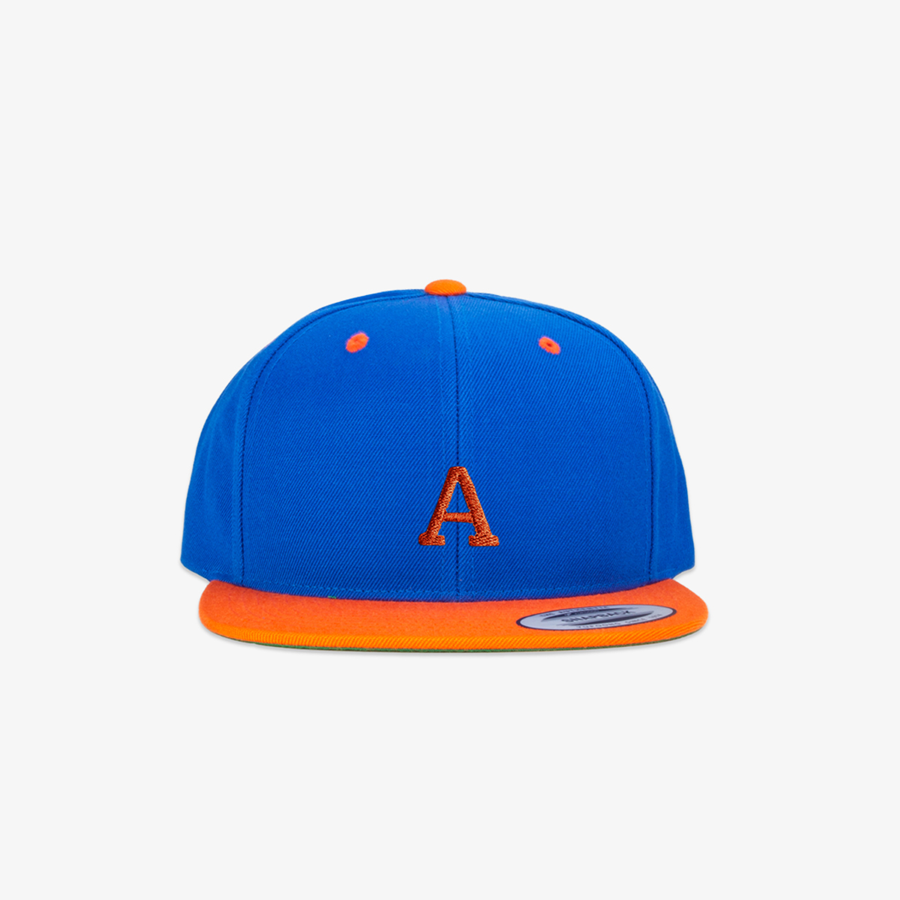 Premium Snapback 2-Tone Cap mit 3D-Stickerei im orange-blauem Design