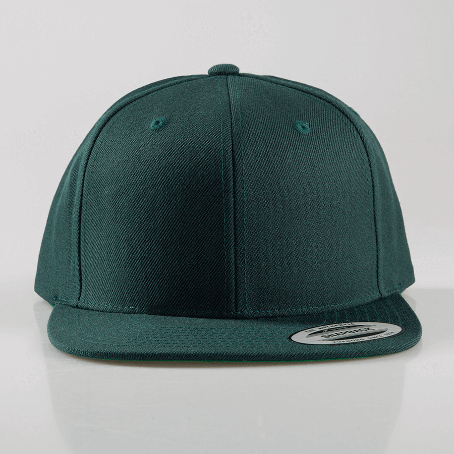 Cap-Muster Premium Snapback in Dunkelgrün, unbedruckt und unbestickt