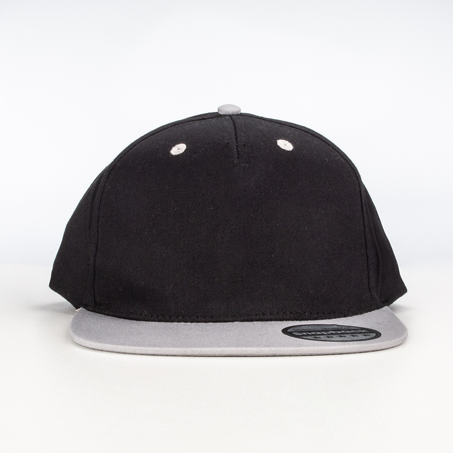 Snapback Panel Contrast Cap in Schwarz-Grau, unbedruckt und unbestickt