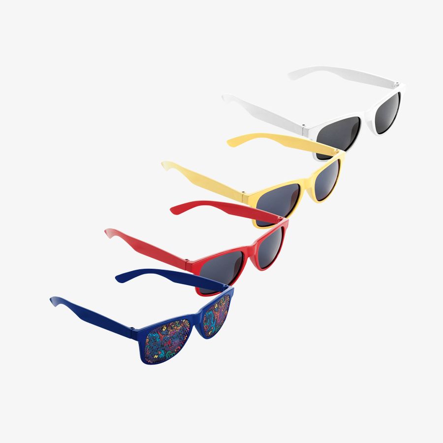 Kinder-Sonnenbrillen in verschiedenen Farben, mit vollfarbigem Vision-Film-Druck