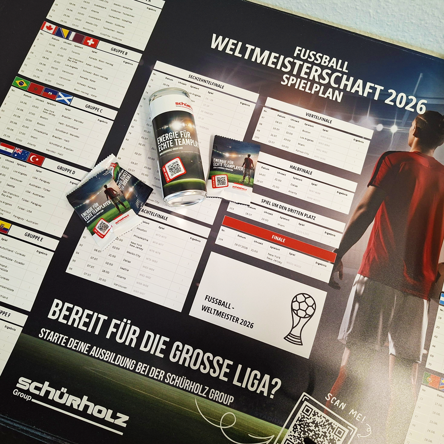Einsendung WIRmachenFANS-Gewinnspiel: WM-Spielplan mit Werbeartikeln