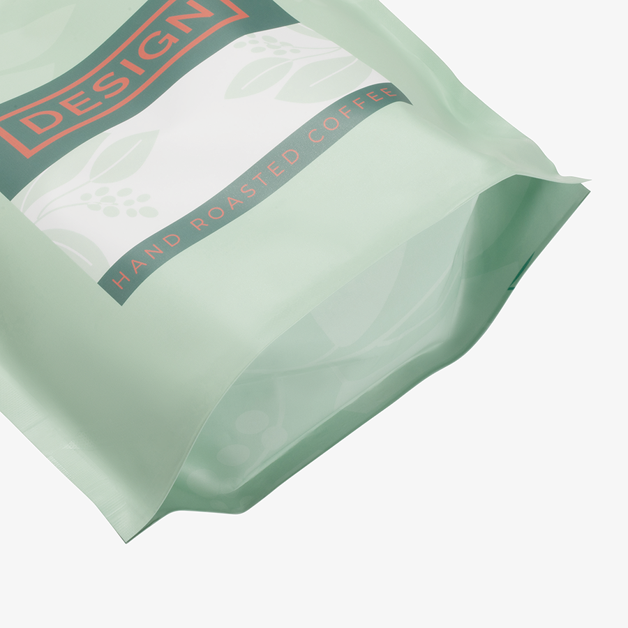 Klassischer Standbodenbeutel aus Aluminium mit individuellem Boden in der Detailansicht