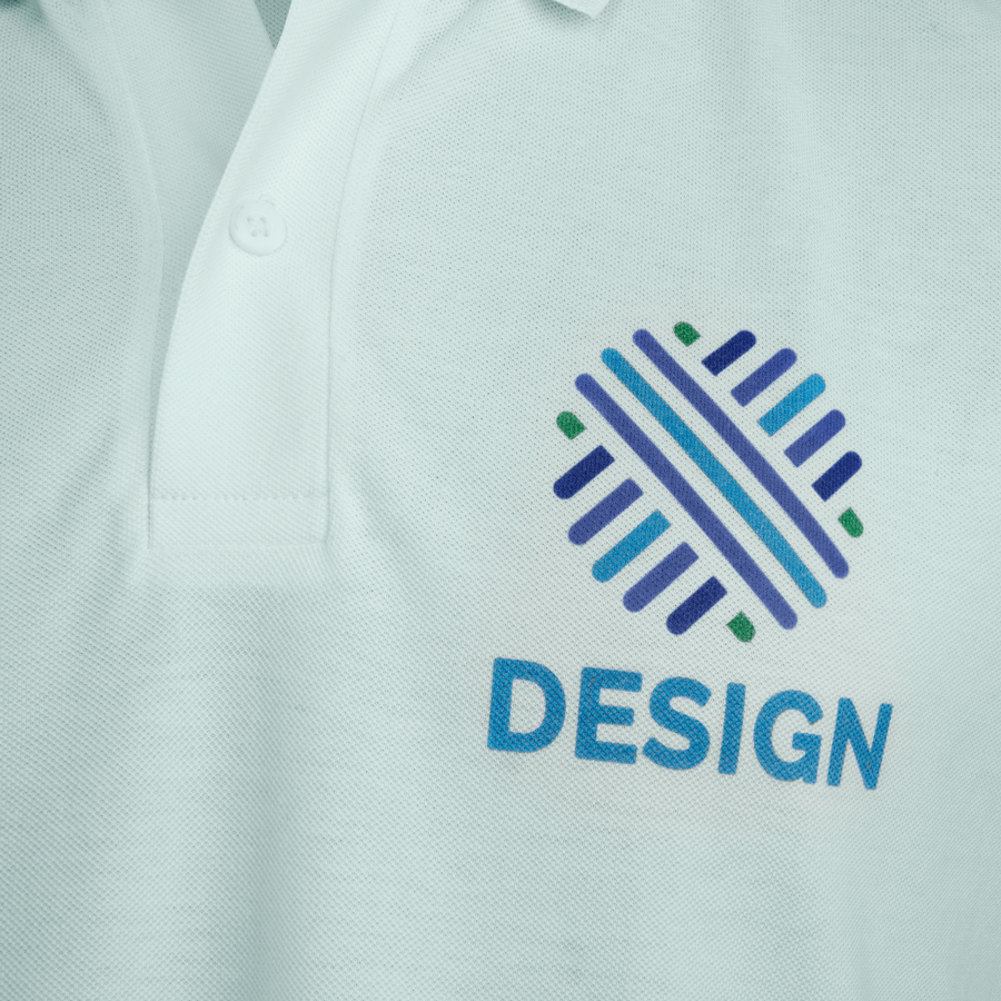 Detailansicht Poloshirt von Stanley/Stella mit vollfarbigem Digitaldirektdruck