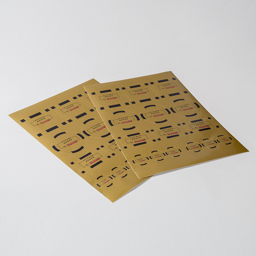 Stickerbögen auf Goldfolie, individuell und hochwertig bedruckbar