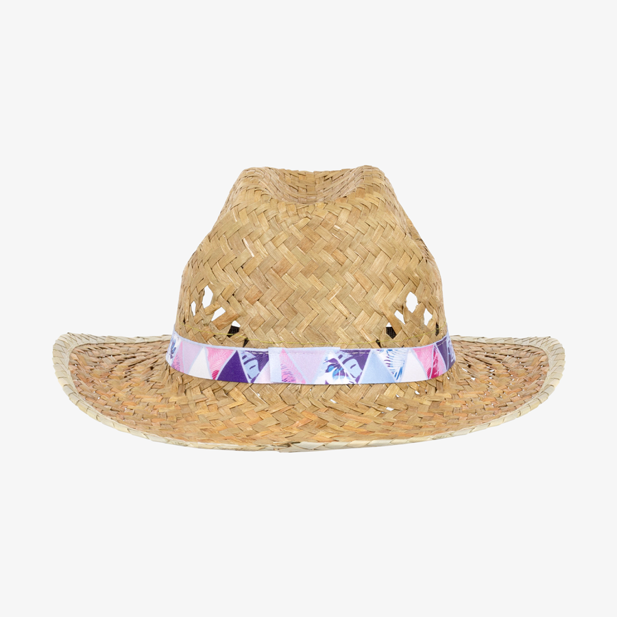 Unisex-Cowboyhut aus Stroh mit vollfarbig bedrucktem Hutband im eigenen Design