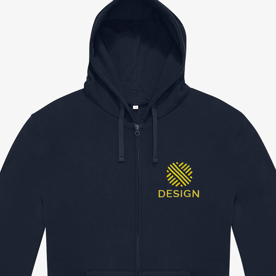 Basic-Sweatjacke für Damen in Navy mit einer Stickposition vorne