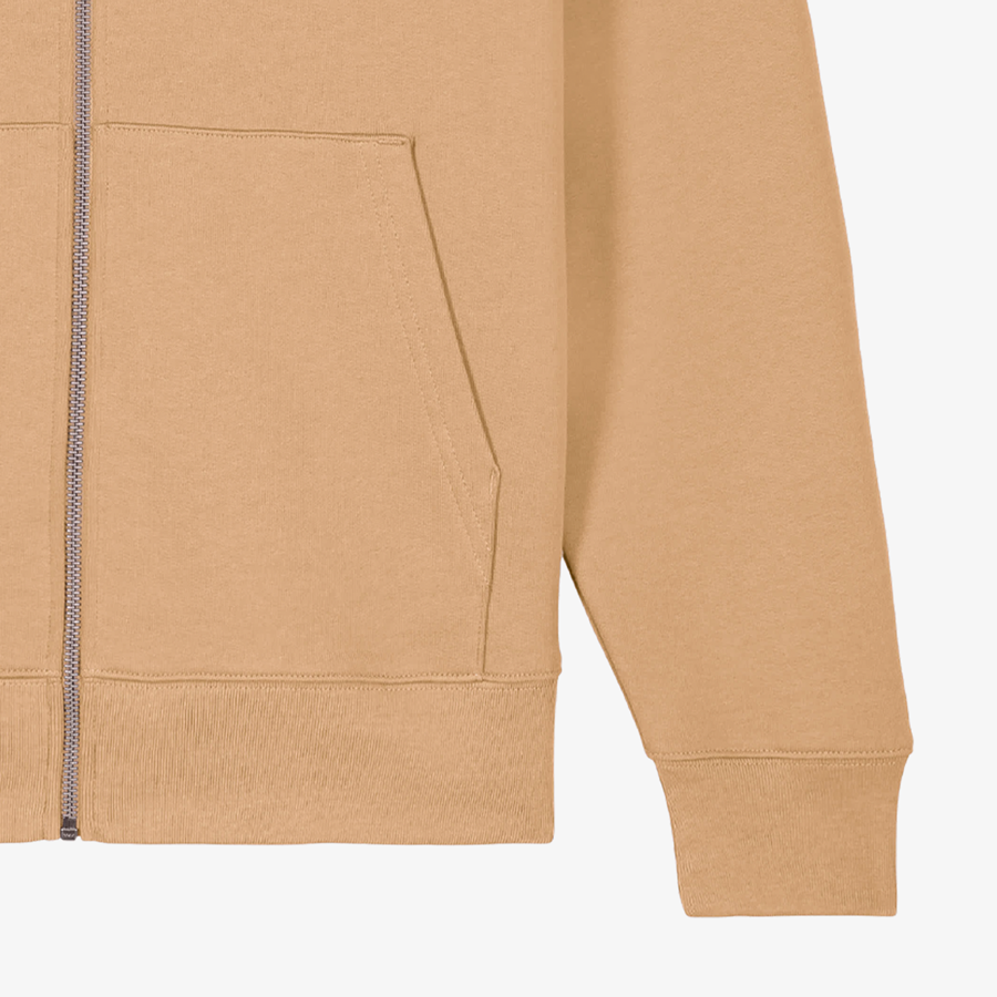 Detailansicht bedruckte Organic-Sweatjacke für Damen von Stanley/Stella, mit Kängurutasche und Ärmelbündchen