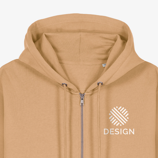 Detailansicht Organic-Sweatjacke für Damen von Stanley/Stella, vollfarbiger Digitaltransferdruck auf der Brust