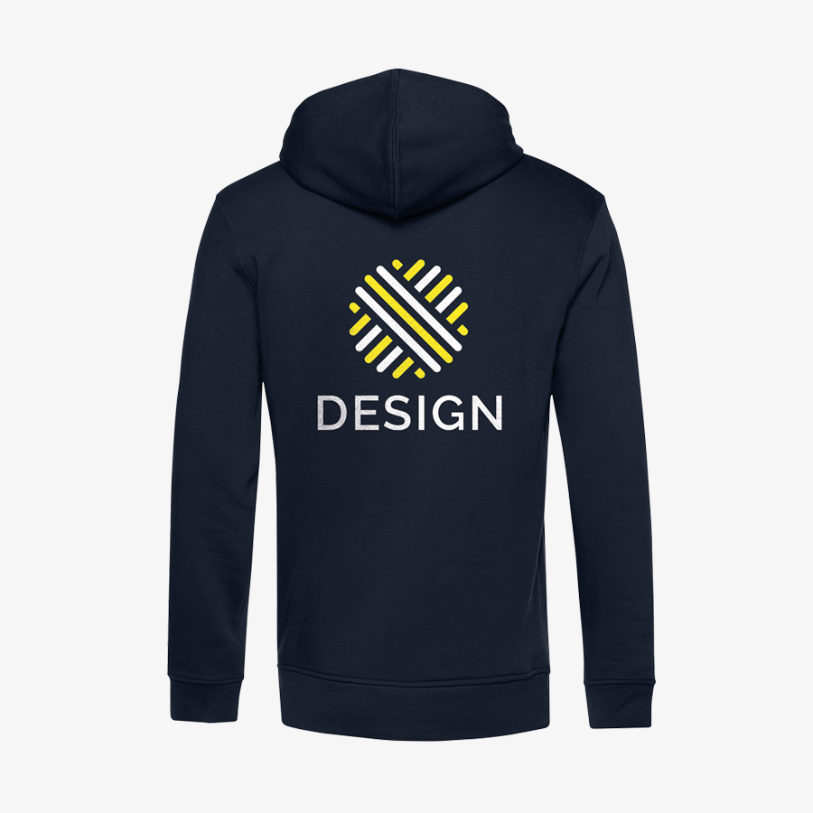 Organic-Sweatjacke von B&C Collection für Herren in der Rückansicht mit individuellem Druck