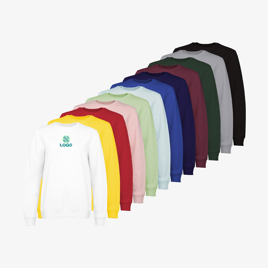 Basic-Sweatshirts für Damen von B&C Collection in vielen Farben, vorne mittig bestickt