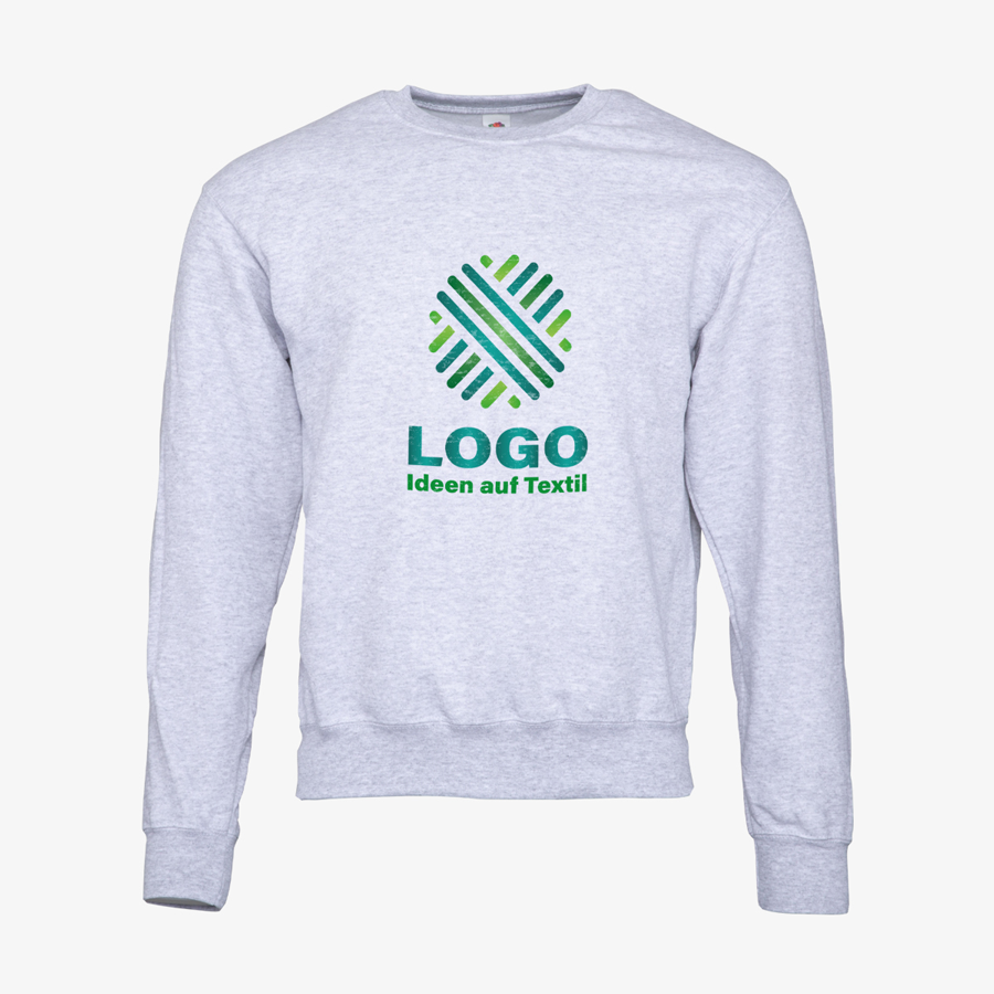 Graues Basic-Sweatshirt für Herren von Fruit of the Loom, Digitaldruck vorne