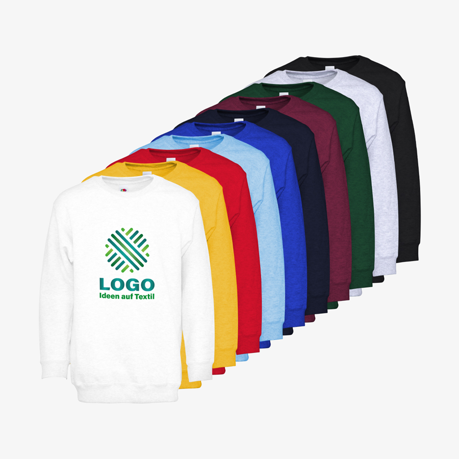 Basic-Sweatshirts für Kinder von Fruit of the Loom in verschiedenen Farben, mit Digitaldruck