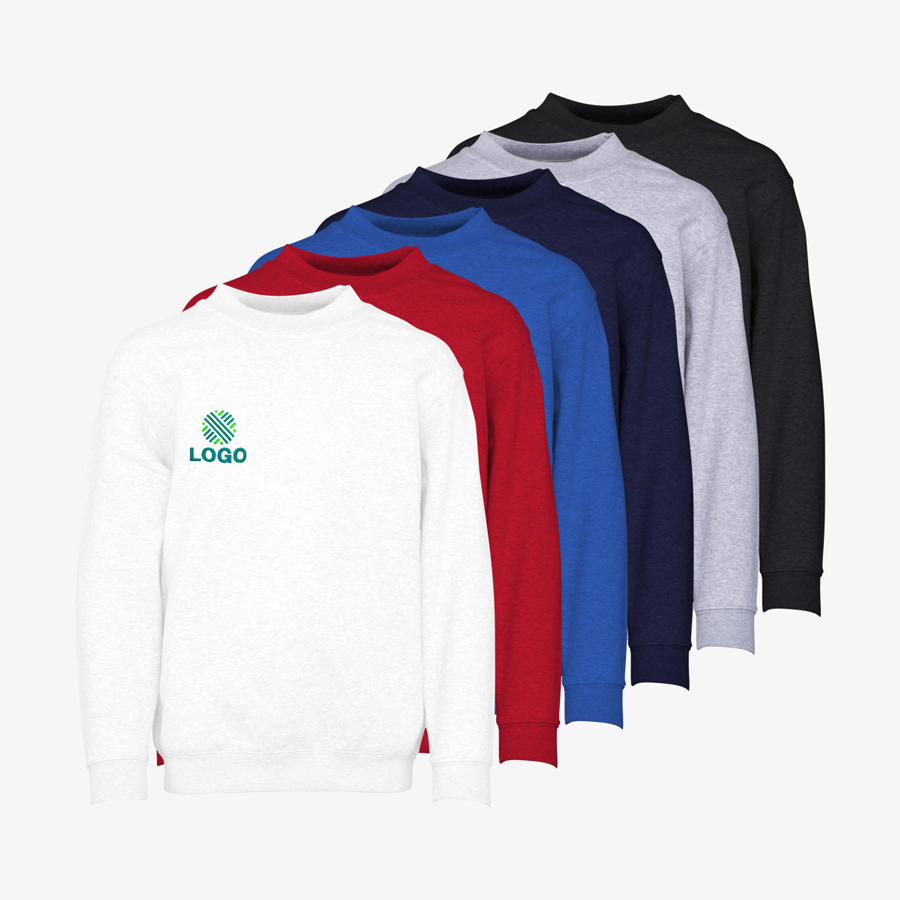 Basic-Sweatshirts für Kinder von B&C Collection in verschiedenen Farben, mit Stickerei auf der Brust