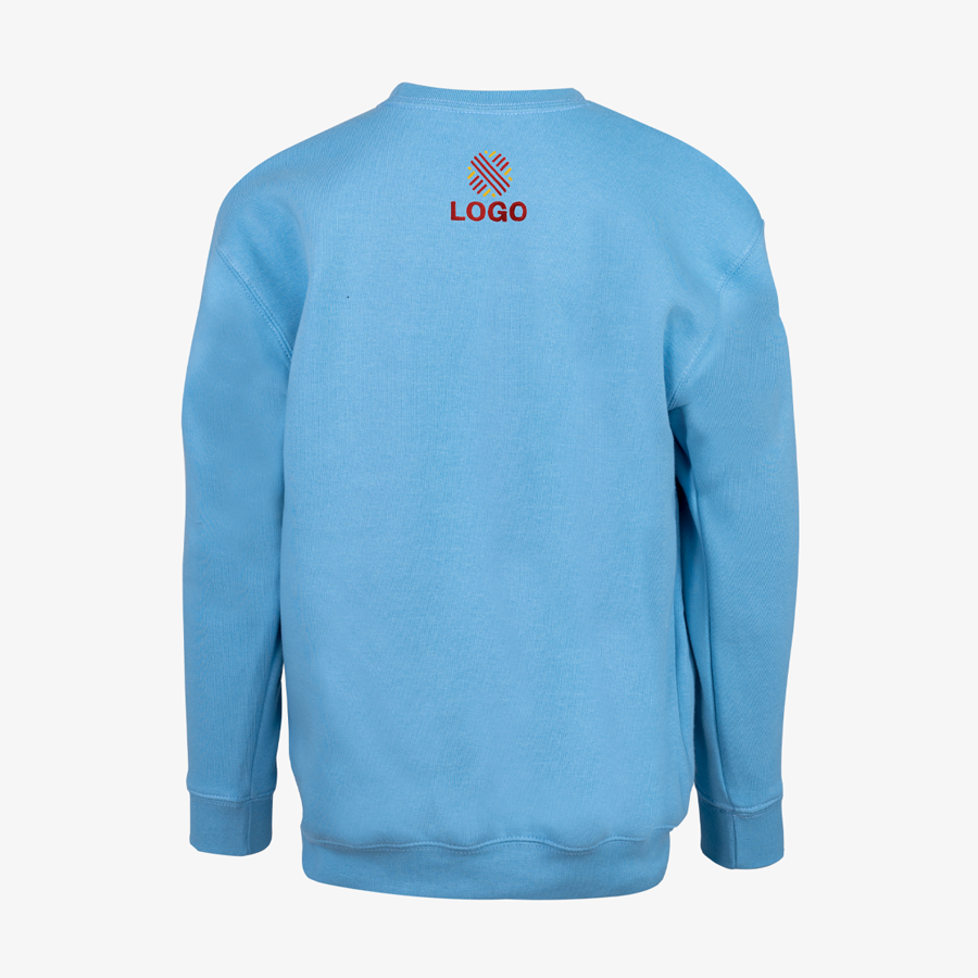 Blaues Premium-Sweatshirt für Kinder von Fruit of the Loom, im Nacken bestickt